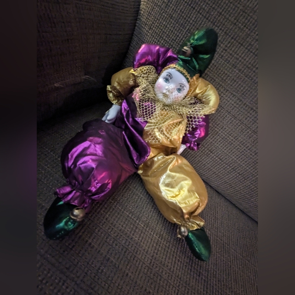 Colorful Harlequin Jester Doll